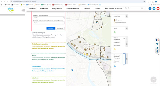 Jours de collecte et Points d'Apports Volontaires par quartiers